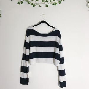 Navy blue and white Striped Sweater